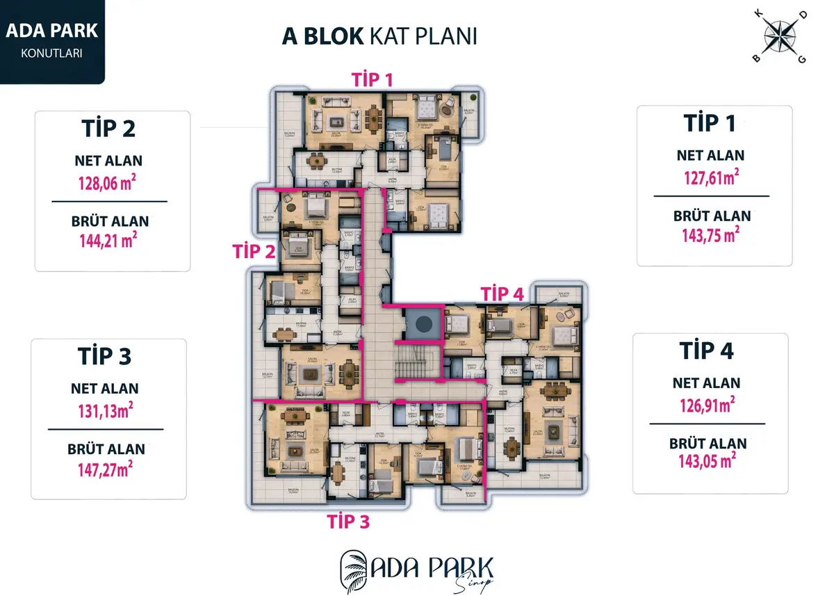 A Blok kat planı