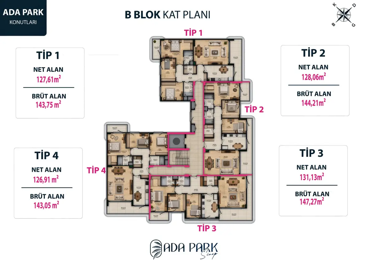 B Blok kat planı