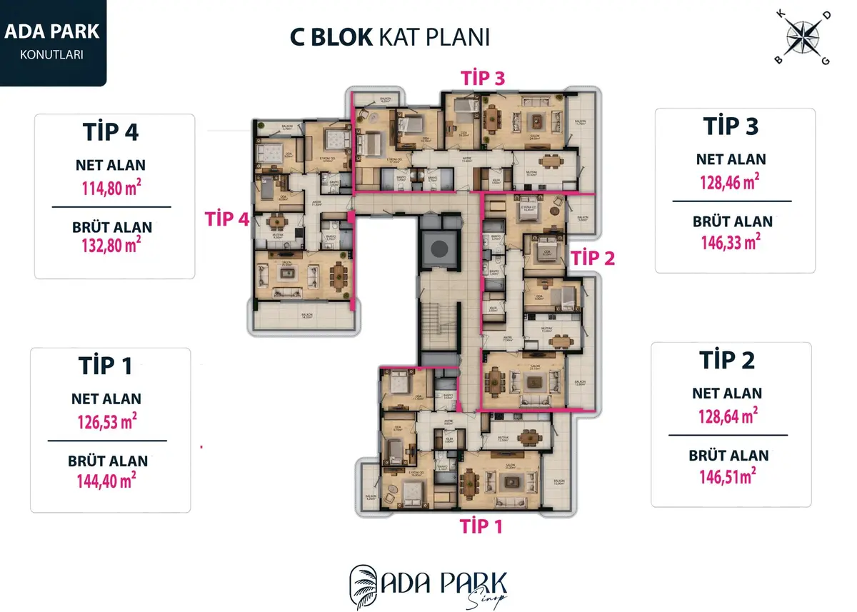 C Blok kat planı